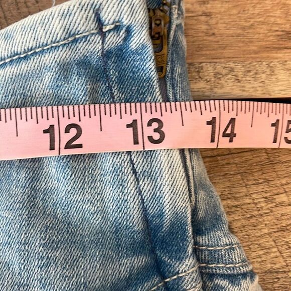 Mother Womens Layered Ruffle Mini Raw Edge Skirt‎ Blue Denim Light Wash Size 27 - Picture 11 of 13